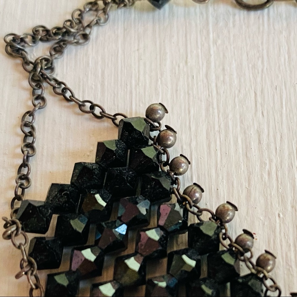 Vintage Black Crystal Beaded Choker Necklace - Picture 13 of 14